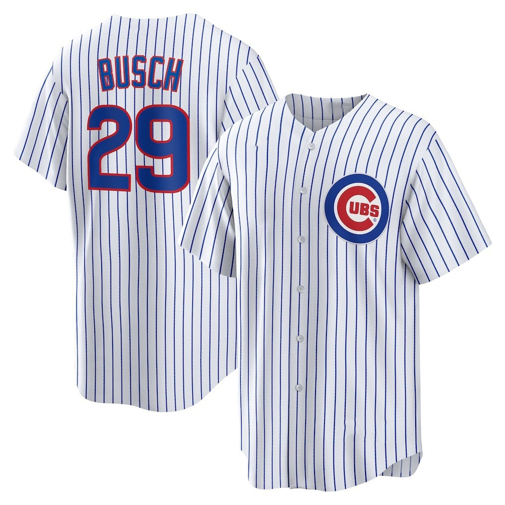 BlackjerseyChicago Cubs #29 Michael Busch White  Home Replica Jersey