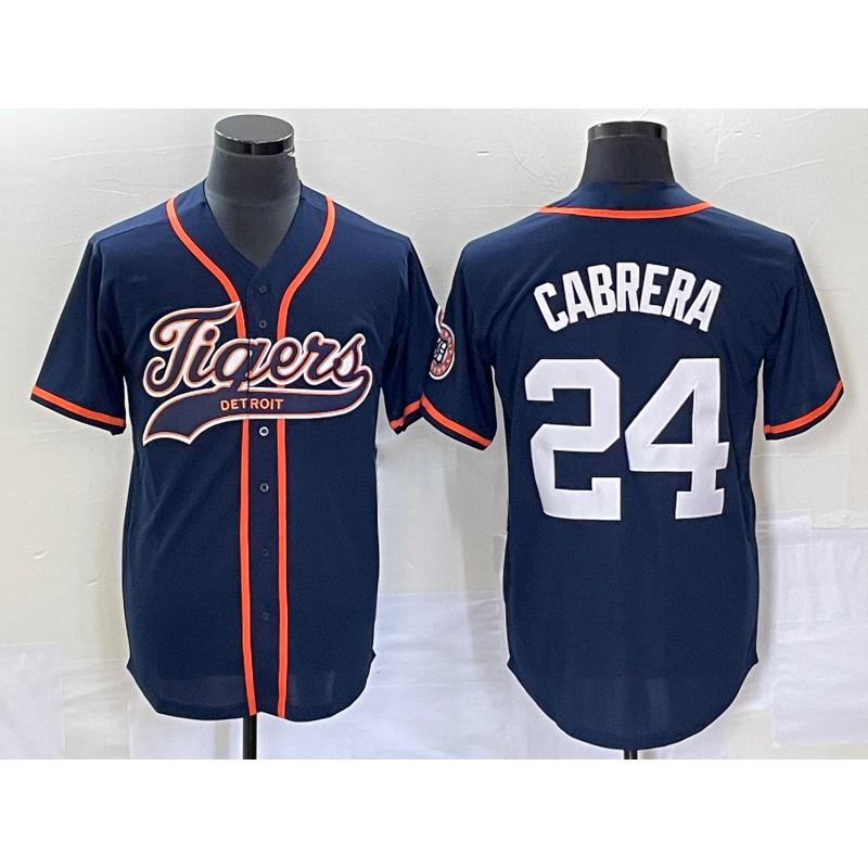 Blackjersey Detroit Tigers #24 Miguel Cabrera Navy  Cool Base Stitched Jersey