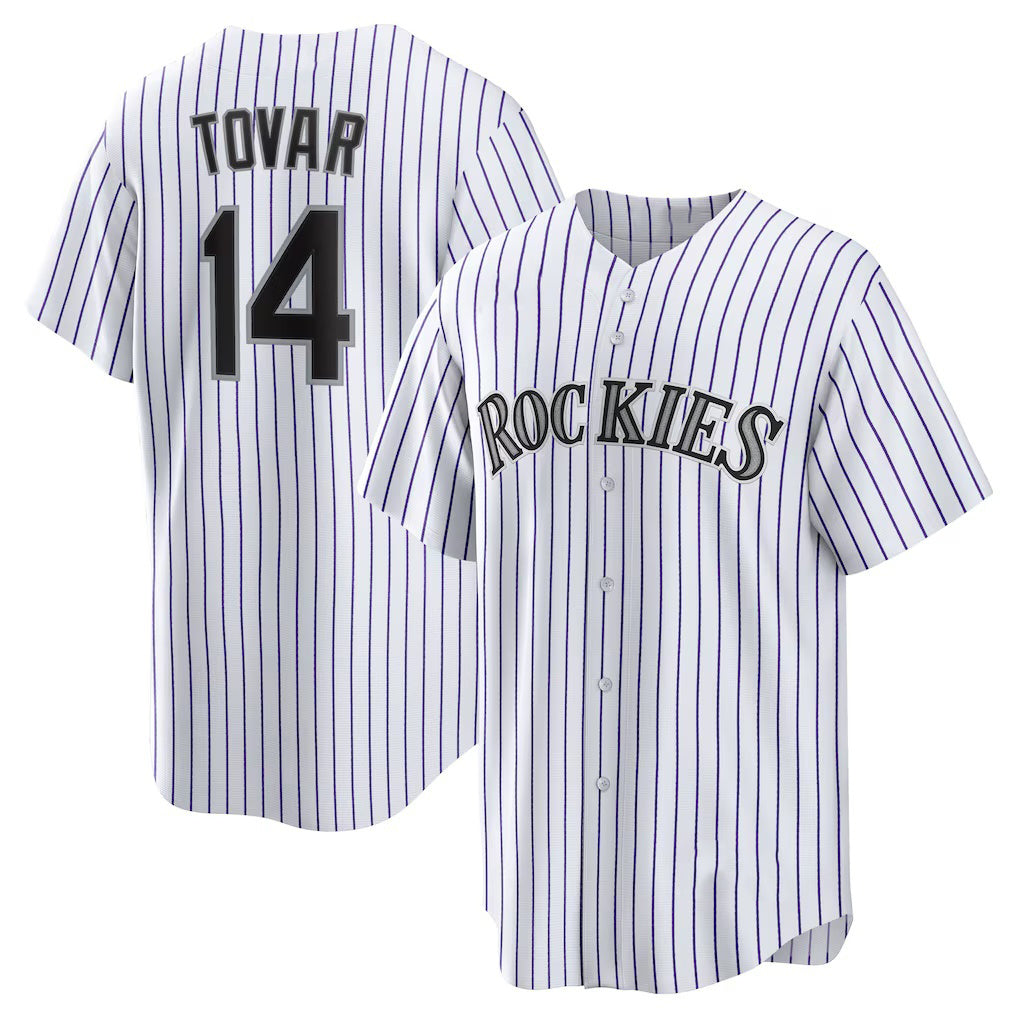 BlackjerseyColorado Rockies #14 Ezequiel Tovar White  Home Replica Jersey