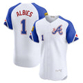 BlackjerseyAtlanta Braves #1 Ozzie Albies White  City Connect Elite Jersey