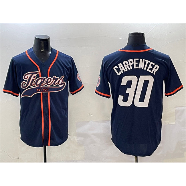Blackjersey Detroit Tigers #30 Kerry Carpenter Navy  With Patch Cool Base Stitched Jersey