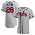 BlackjerseyAtlanta Braves #28 Matt Olson Gray  Flex Base Stitched Jersey