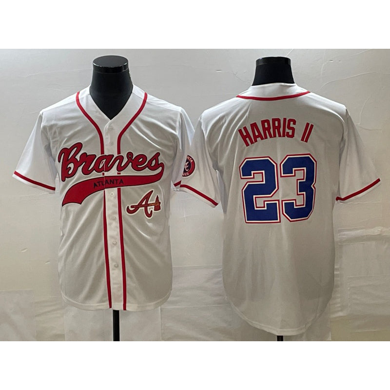 BlackjerseyAtlanta Braves #23 Michael Harris II White  Cool Base With Patch Stitched Jersey