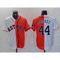 Blackjersey Houston Astros #44 Yordan Alvarez White Orange  Split Stitched Jersey