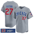 BlackjerseyChicago Cubs #27 Seiya Suzuki Gray  'Ryne Sandberg Tribute' Vapor Limited V3 Stitched Jersey