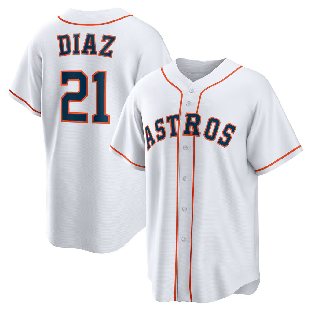 Blackjersey Houston Astros #21 Yainer Diaz White  Home Replica Jersey
