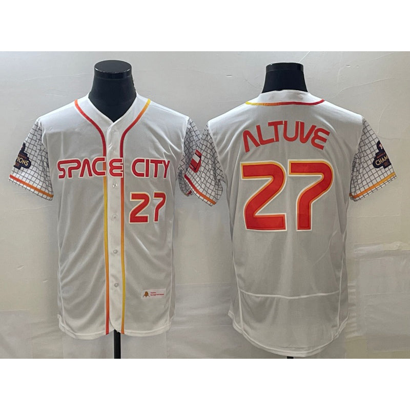 Blackjersey Houston Astros #27 Jose Altuve Number White  2023 City Connect Flex Base Stitched Jersey 2