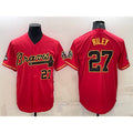 BlackjerseyAtlanta Braves #27 Austin Riley Red Gold  World Series Champions Program Cool Base Stitched Jersey