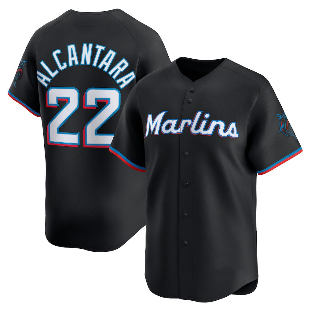 Blackjersey  Miami Marlins #22 Sandy Alcantara Black  Alternate Limited Player Jersey