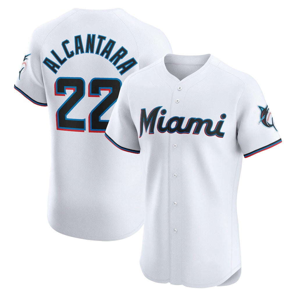 Blackjersey  Miami Marlins #22 Sandy Alcantara White  Home Elite Jersey