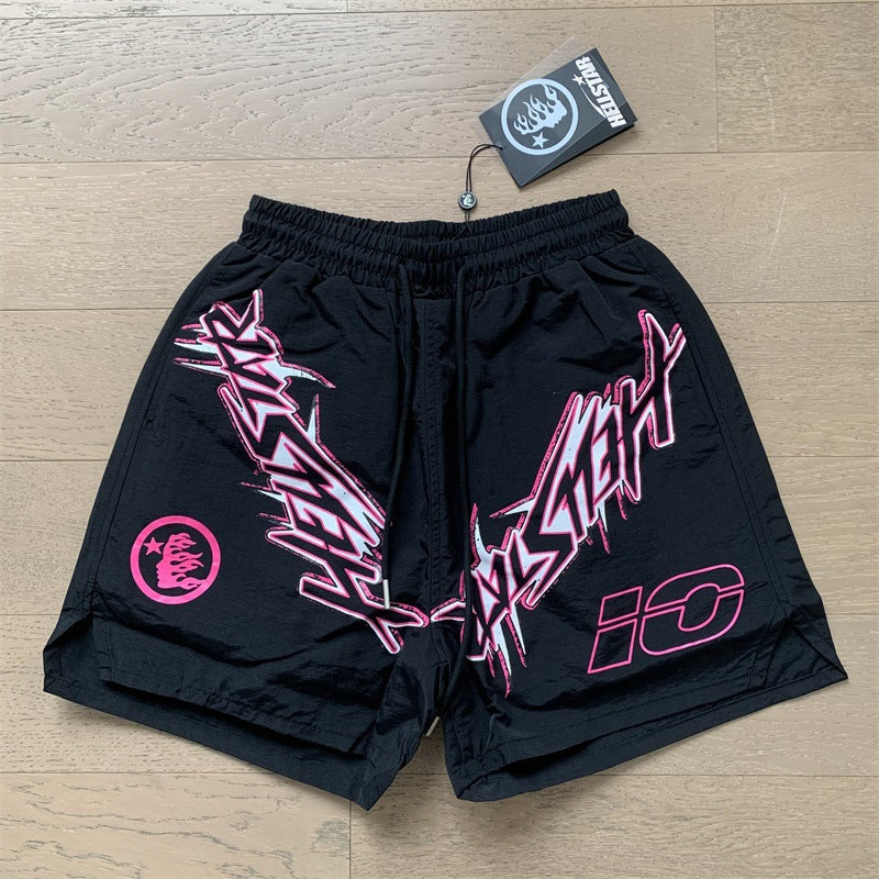 New Style Washed Distressed Casual Shorts with Flame Short