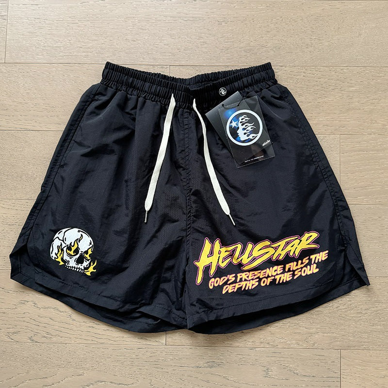 New Style Washed Distressed Casual Shorts with Flame Short