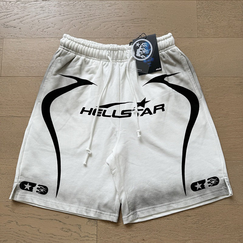 New Style Washed Distressed Casual Shorts with Flame Short