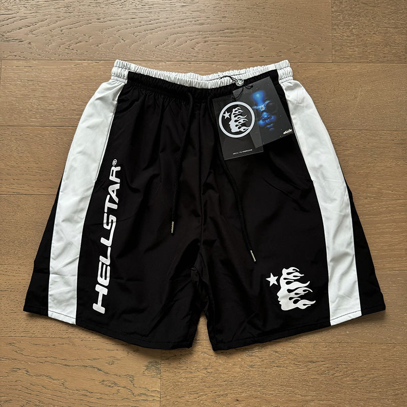 New Style Washed Distressed Casual Shorts with Flame Short