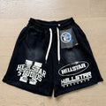 New Style Washed Distressed Casual Shorts with Flame Short