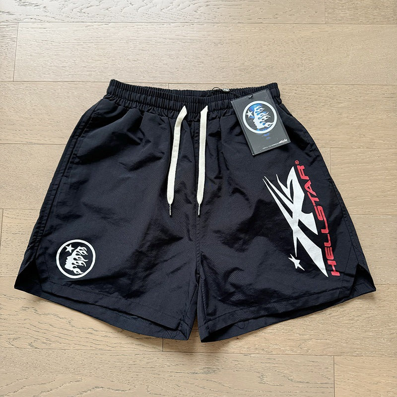 New Style Washed Distressed Casual Shorts with Flame Short