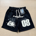 New Style Washed Distressed Casual Shorts with Flame Short