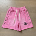 New Style Washed Distressed Casual Shorts with Flame Short
