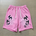 New Style Washed Distressed Casual Shorts with Flame Short
