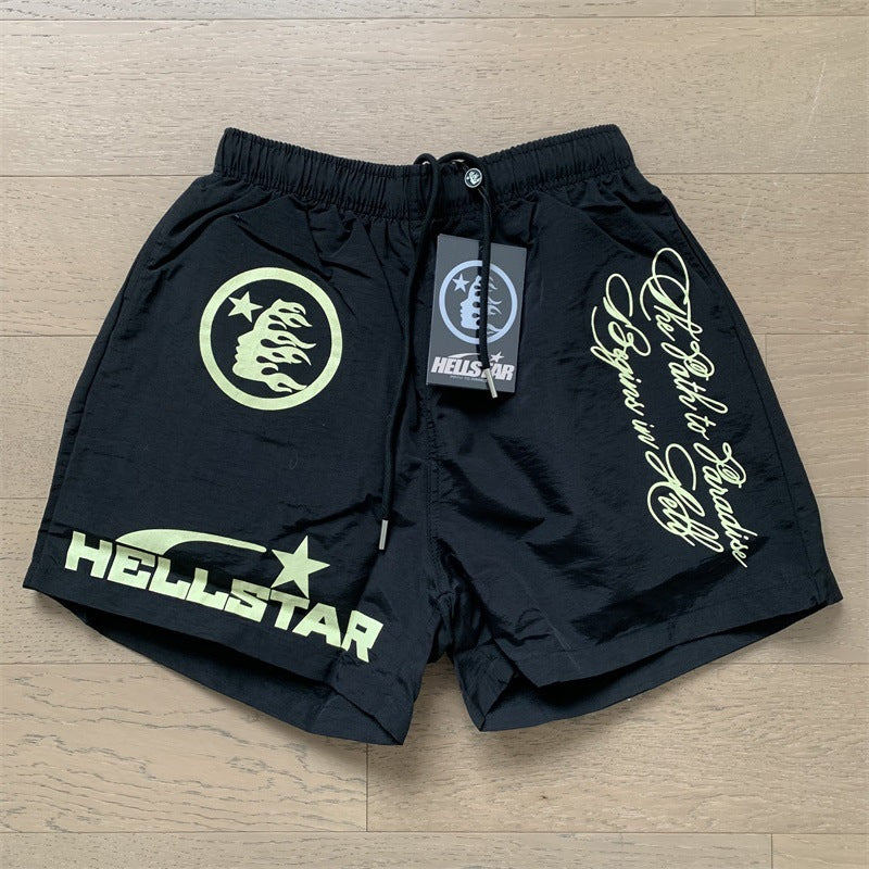 New Style Washed Distressed Casual Shorts with Flame Short