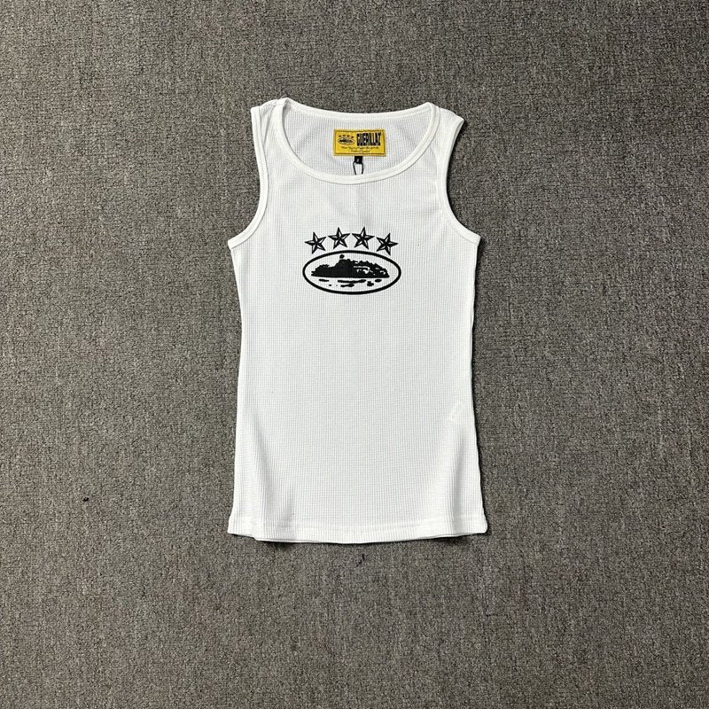 Classic Alcatraz Print Tank Top, American High Street Trendy Brand T-shirt