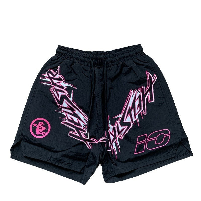 New Style Washed Distressed Casual Shorts with Flame Short