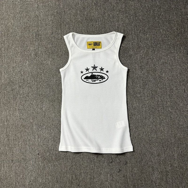 Classic Alcatraz Print Tank Top, American High Street Trendy Brand T-shirt