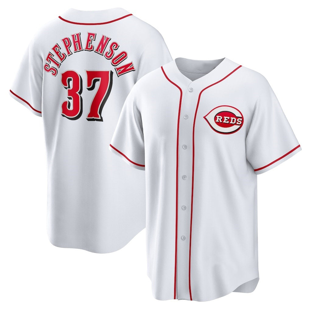 Blackjersey Cincinnati Reds #37 Tyler Stephenson White  Home Replica Jersey