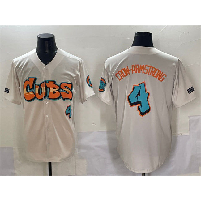 BlackjerseyChicago Cubs #4 Pete Crow-Armstrong Cream  'Graffiti North Side Edition' Vapor Premier Limited Stitched Jersey