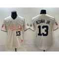 BlackjerseyAtlanta Braves #13 Ronald Acu?a Jr. Cream  2024 Atliens & Peach With Outkast Patch Vapor Limited Stitched Jersey