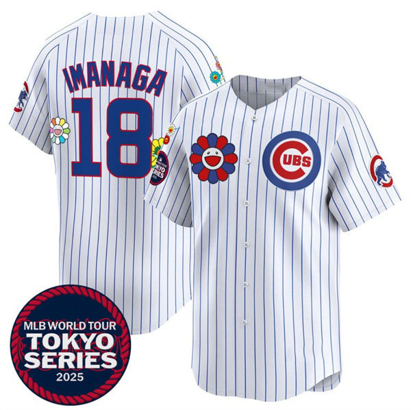 BlackjerseyChicago Cubs #18 Sh¨­ta Imanaga White  2025 Tokyo Series Limited Stitched Jersey