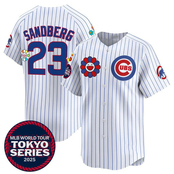BlackjerseyChicago Cubs #23 Ryne Sandberg White  2025 Tokyo Series Limited Stitched Jersey