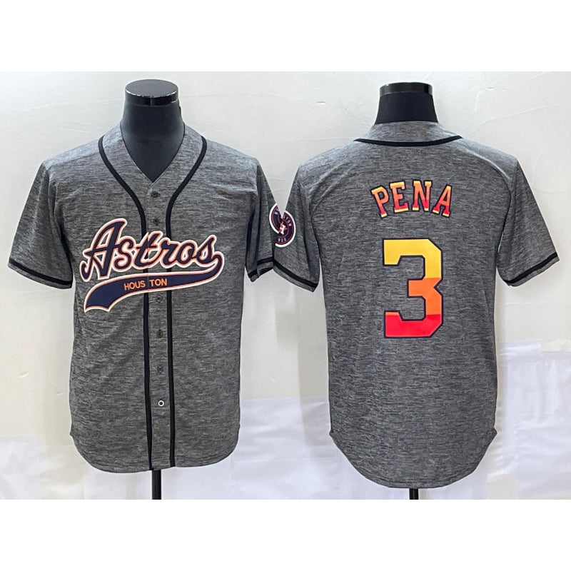 Blackjersey Houston Astros #3 Jeremy Pena Grey  Gridiron Cool Base Stitched Jersey