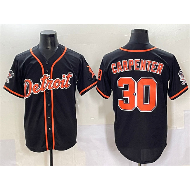 Blackjersey Detroit Tigers #30 Kerry Carpenter Black  With Patch Cool Base Stitched Jersey