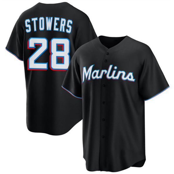 Blackjersey  Miami Marlins #28 Kyle Stowers Black  Cool Base Stitched Jersey