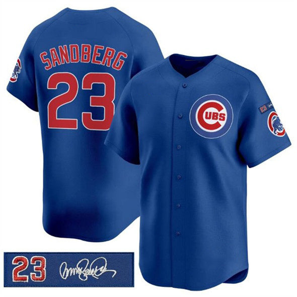 BlackjerseyChicago Cubs #23 Ryne Sandberg Royal  'Ryne Sandberg Tribute' Vapor Limited V3 Stitched Jersey