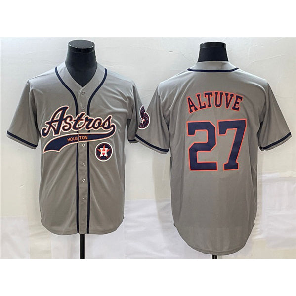 Blackjersey Houston Astros #27 Jose Altuve Gray  With Patch Cool Base Stitched Jersey