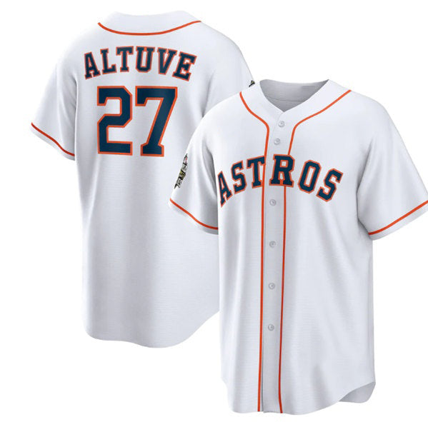 Blackjersey Houston Astros #27 Jose Altuve White  2022 World Series Home Stitched Jersey