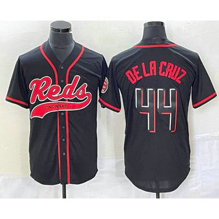 Blackjersey Cincinnati Reds #44 Elly De La Cruz Black  With Patch Cool Base Stitched Jersey