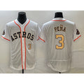 Blackjersey Houston Astros #3 Jeremy Pena Number 2023 White Gold  World Serise Champions Patch Flex Base Stitched Jersey 2