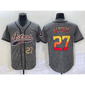 Blackjersey Houston Astros #27 Jose Altuve Number Grey  Gridiron Cool Base Stitched Jersey