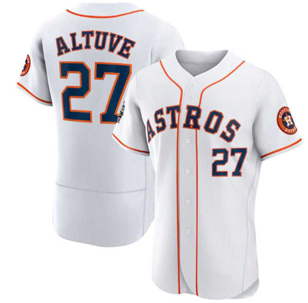 Blackjersey Houston Astros #27 Jose Altuve White  2022 World Series Flex Base Stitched Jersey