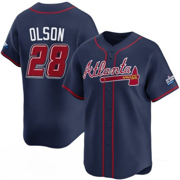 BlackjerseyAtlanta Braves #28 Matt Olson Navy  2025 Speedway Classic Alternate Limited Stitched Jersey