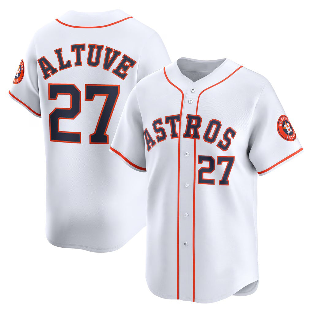 Blackjersey Houston Astros #27 Jose Altuve White  Home Limited Player Jersey
