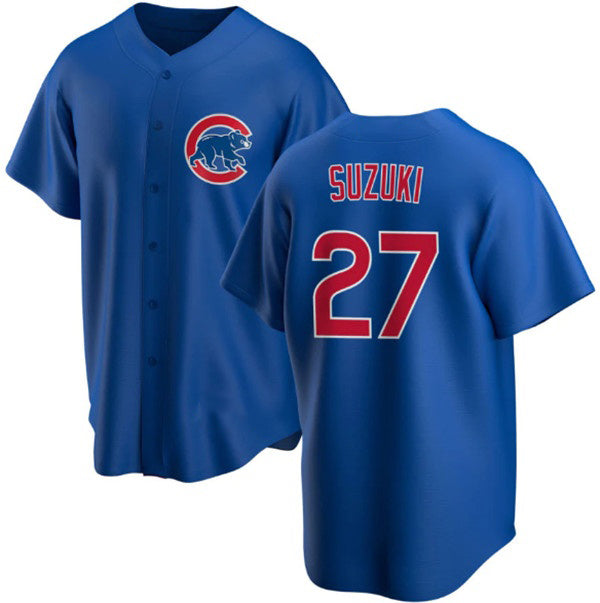BlackjerseyChicago Cubs #27 Seiya Suzuki Royal  Cool Base Stitched Jersey