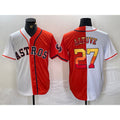 Blackjersey Houston Astros #27 Jose Altuve White Orange  Split Stitched Jersey