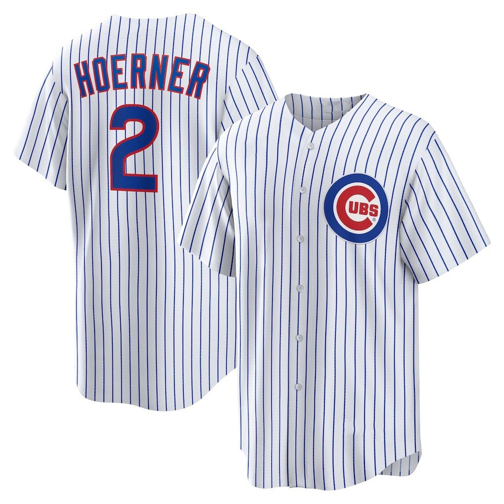 BlackjerseyChicago Cubs #2 Nico Hoerner White  Replica Player Jersey