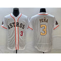 Blackjersey Houston Astros #3 Jeremy Pena Number 2023 White Gold  World Serise Champions Patch Flex Base Stitched Jersey
