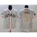 Blackjersey Houston Astros #3 Jeremy Pena 2023 White Gold  World Serise Champions Patch Flex Base Stitched Jersey