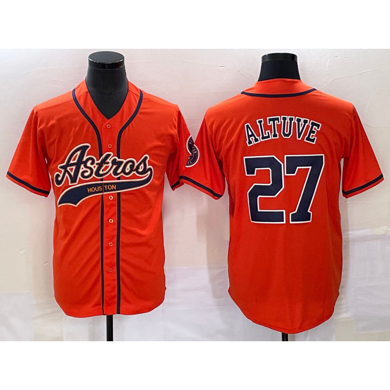 Blackjersey Houston Astros #27 Jose Altuve Orange  With Patch Cool Base Stitched Jersey